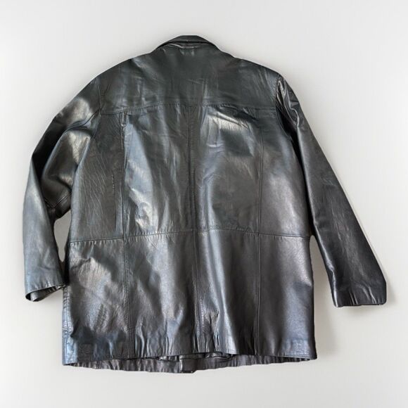Nicole Miller Men’s Black Leather Jacket Size XL Soft Zip Button Pockets Lined - Picture 2 of 6